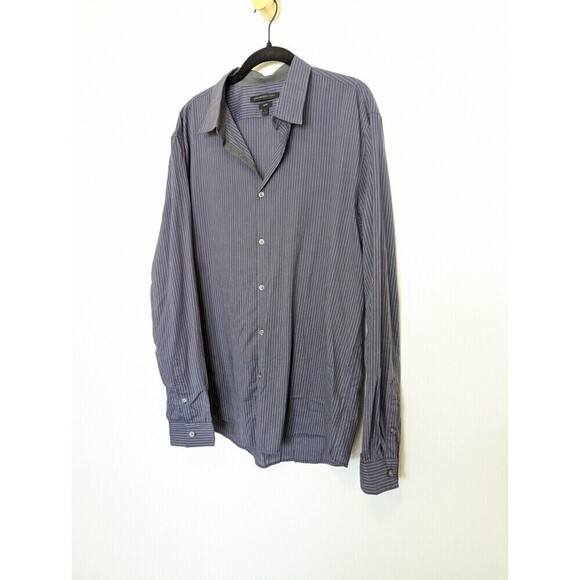 John Varvatos Button Up Shirt Mens Large Blue Striped - Picture 2 of 11